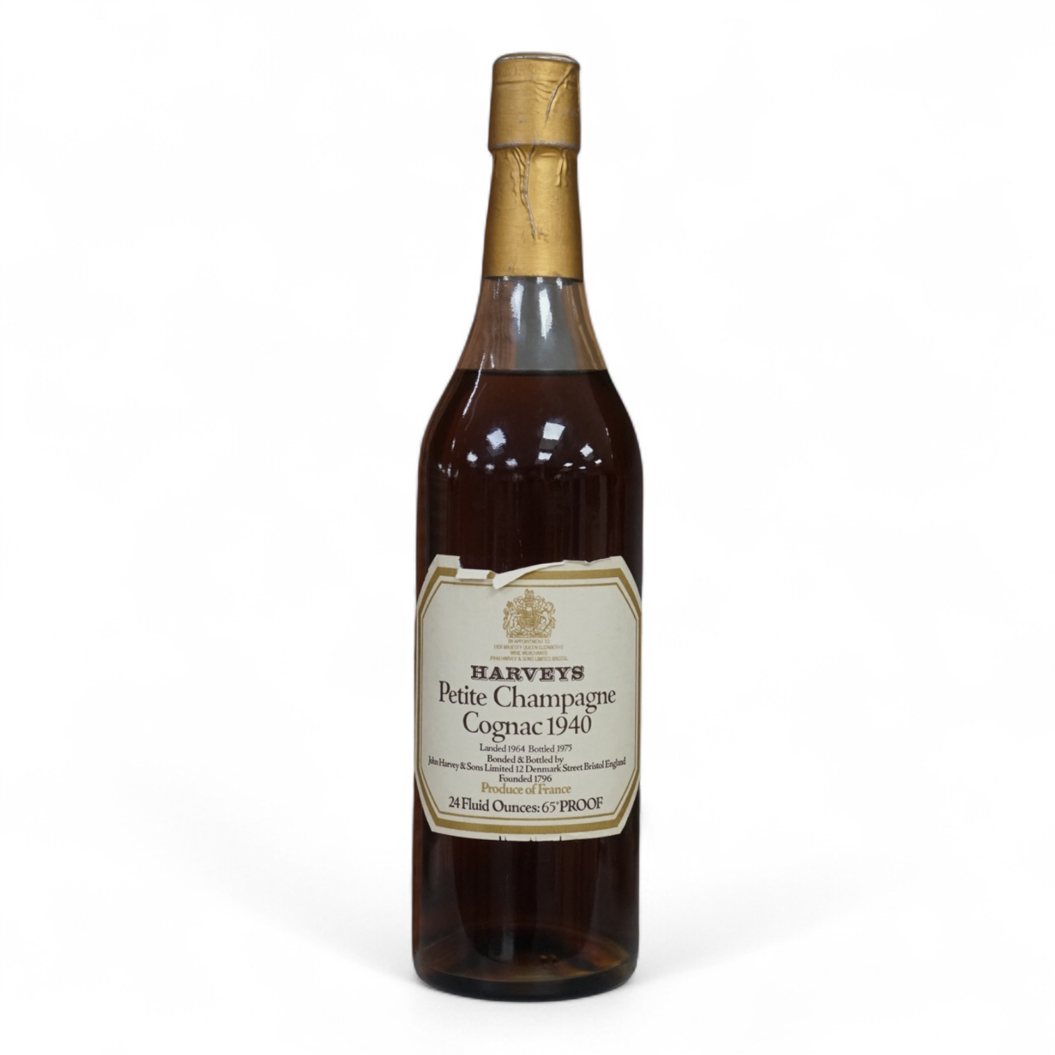 A bottle of Harvey's Petite Champagne Cognac, 1940, bottled 1975